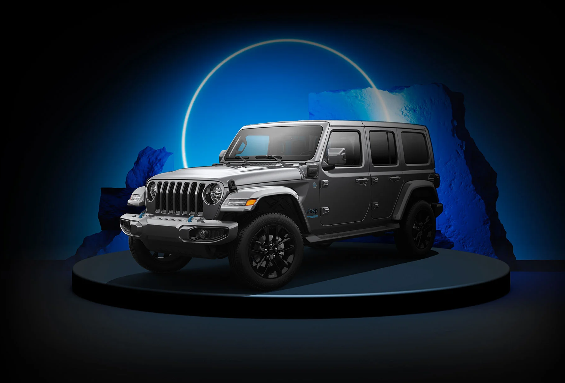 A Jeep Wrangler 4xe promotional image