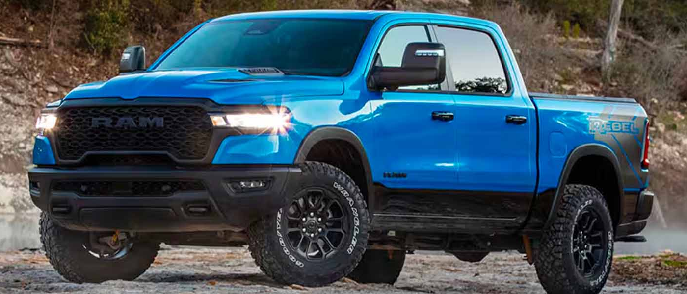 The 2025 RAM 1500 in a sharp blue exterior