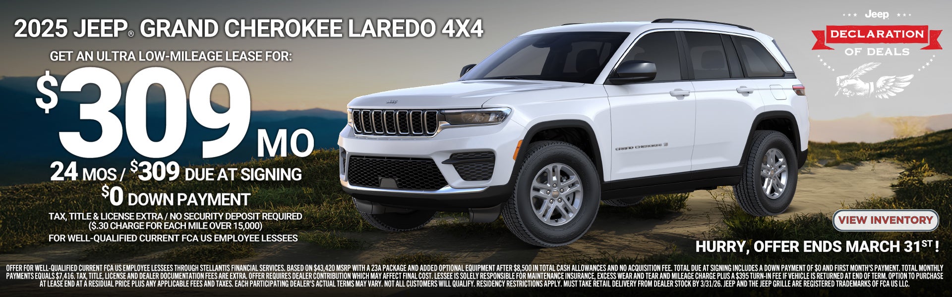 2025 Jeep Grand Cherokee PURCHASE AND GET: $309